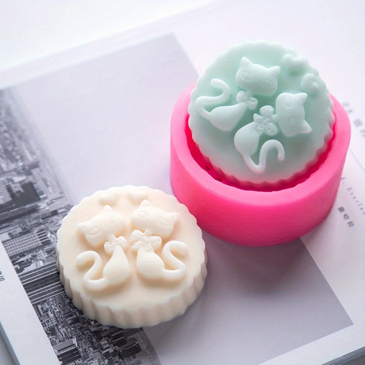 Candle Supplies Tins - 1피스 실리콘 고양이 비누 몰드 -