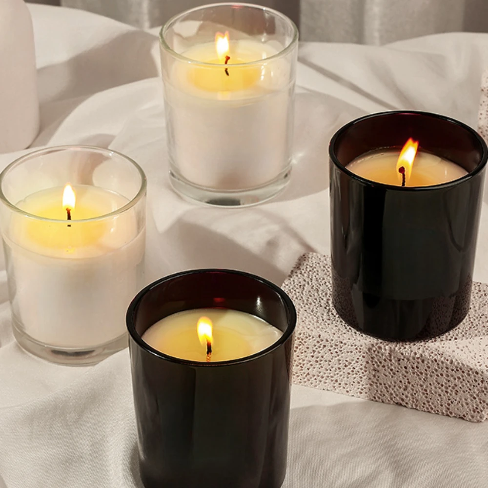Candle Supplies Luxury - 럭셔리 유리 캔들 항아리, 블랙 화이트