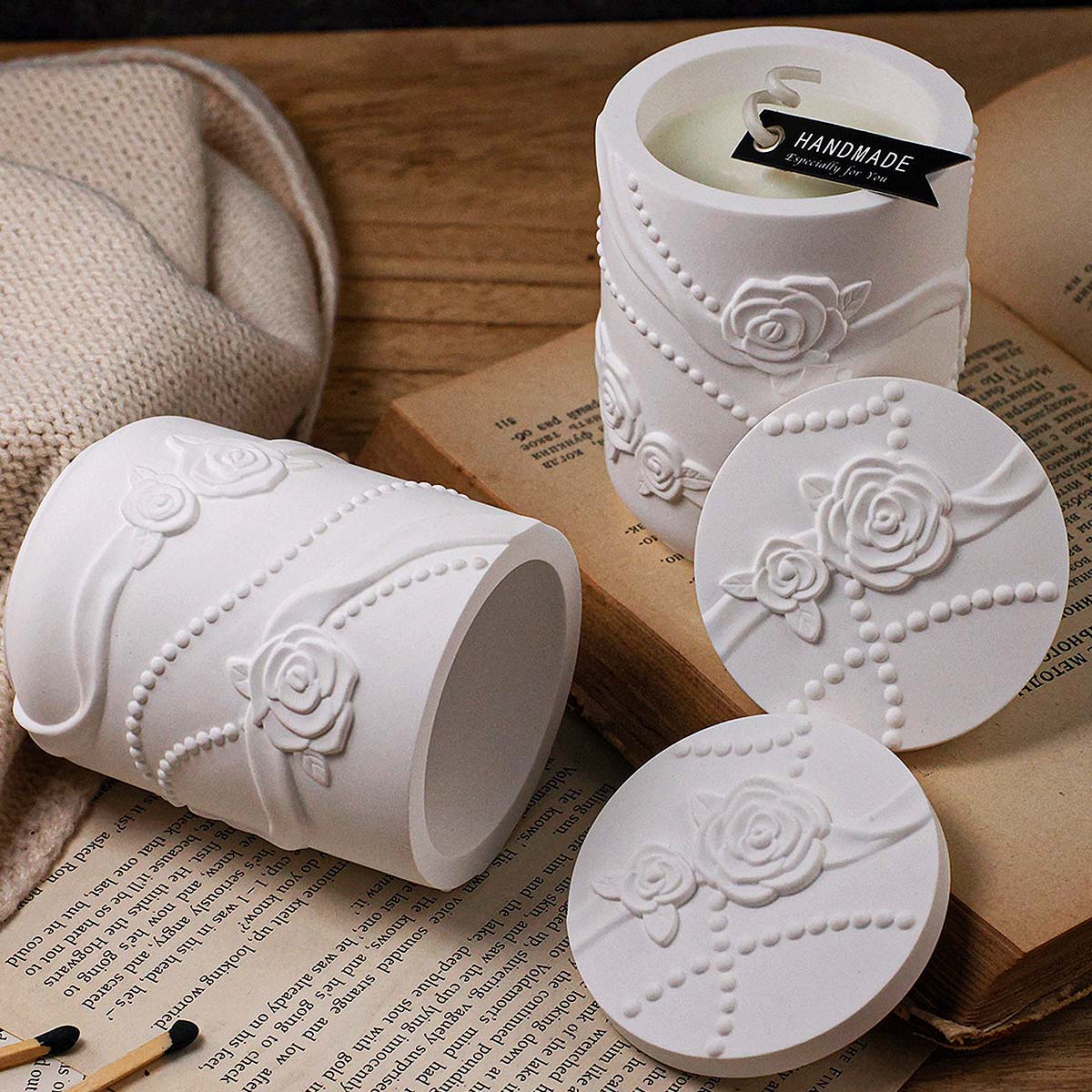 콘크리트 꽃 모양 캔들 용기 실리콘 몰드 진주 리본 장 - Candle Making Supplies Jars 리뷰 및 가격
